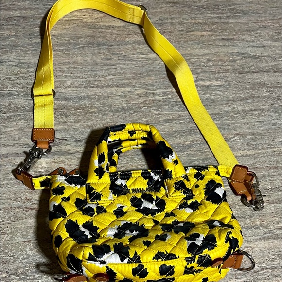 MZ Wallace Micro Sutton Yellow Leopard Quilted Crossbody Women's Bag - Picture 16 of 16